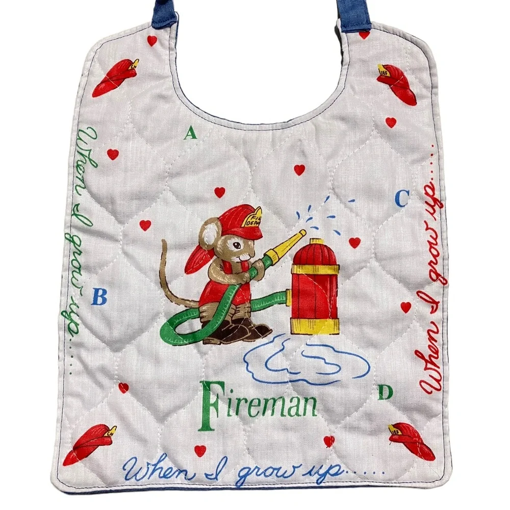 Vintage Fireman Mouse Baby Bib